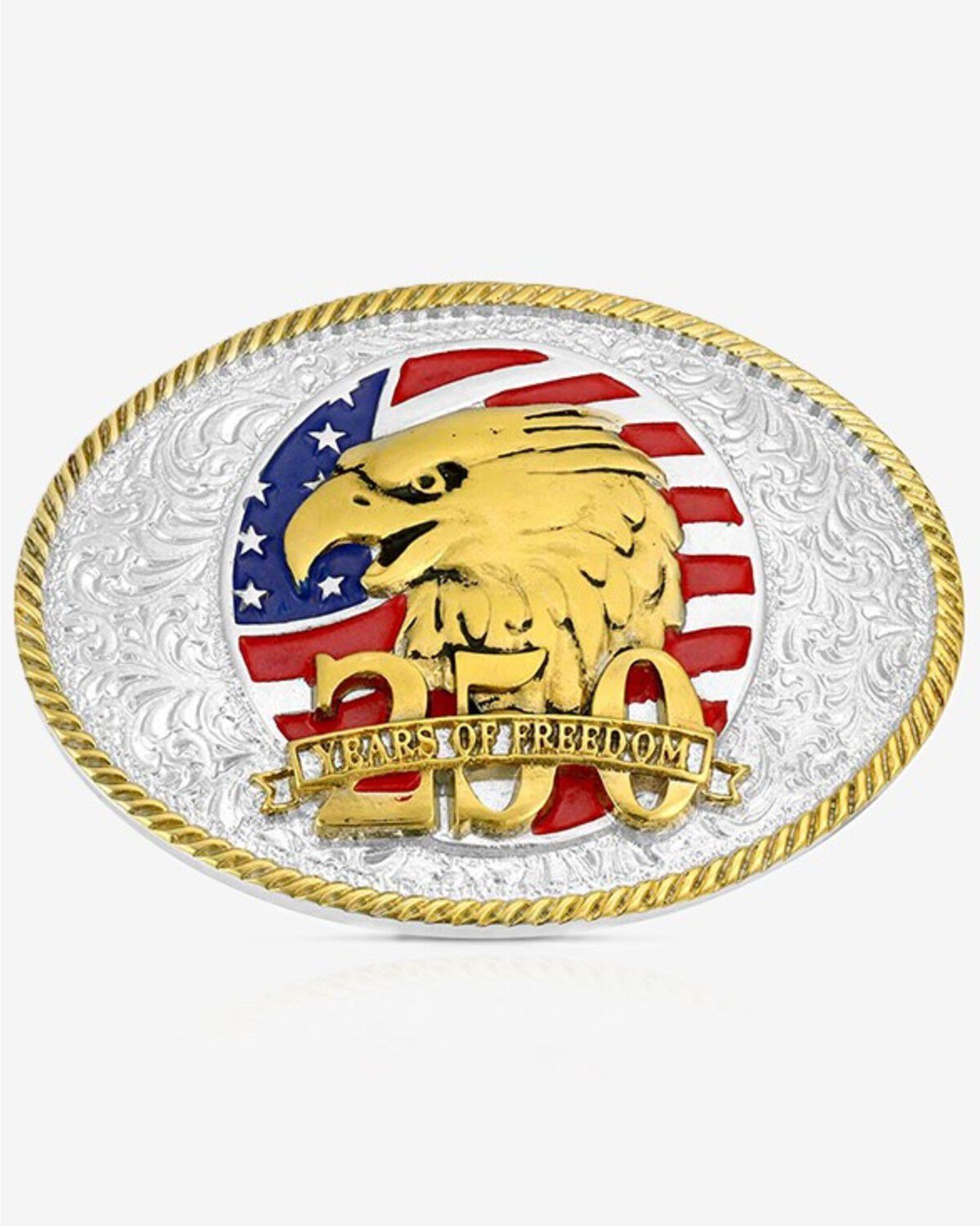 Montana Silversmiths America 250 Eagle 250 Years of Freedom Belt Buckle, Silver, hi-res