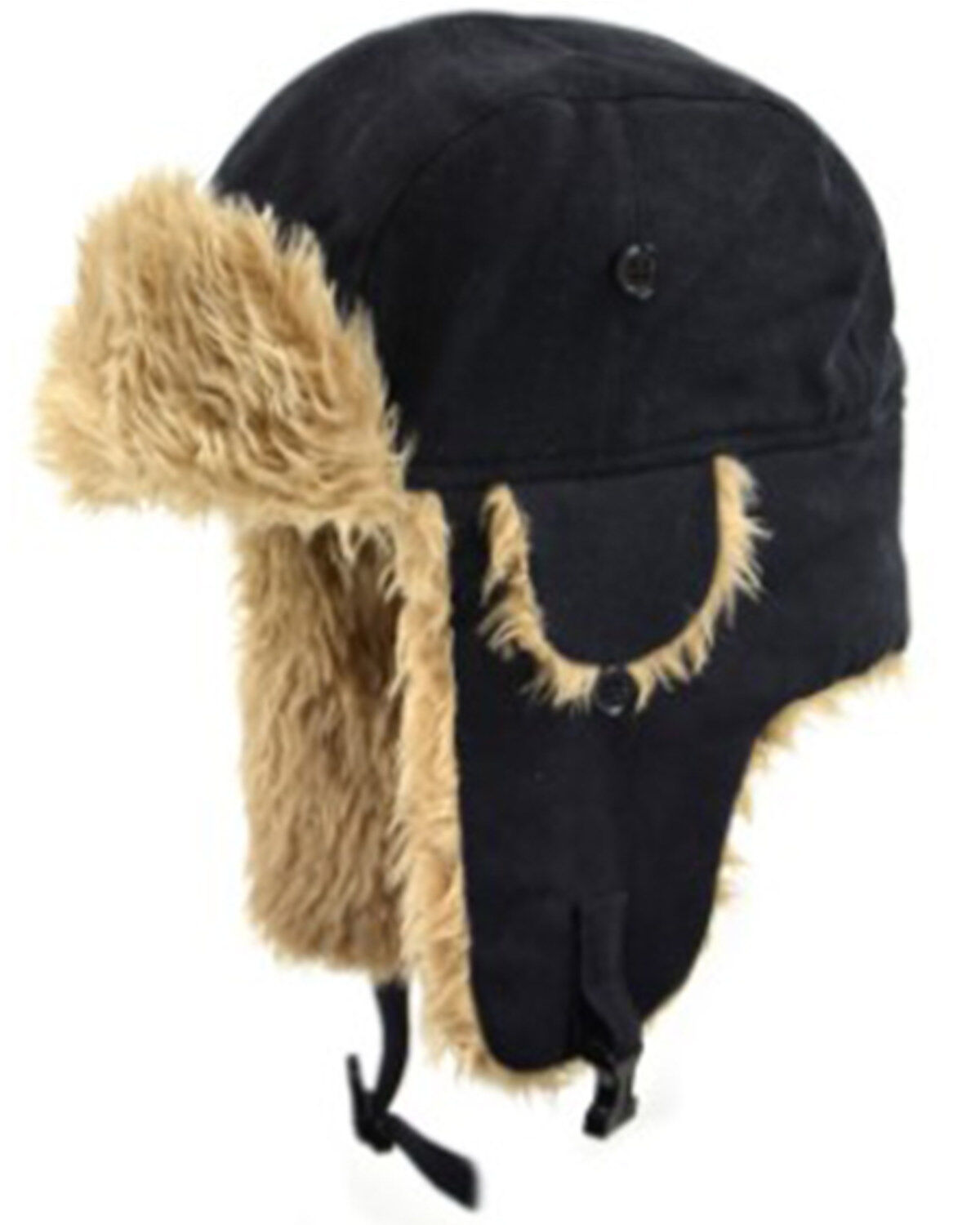Crown Cap Canvas Work Aviator Cap, Black, hi-res