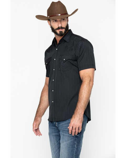 Image #5 - Ely Cattleman Men's Tone On Tone Western Shirt, Black, hi-res