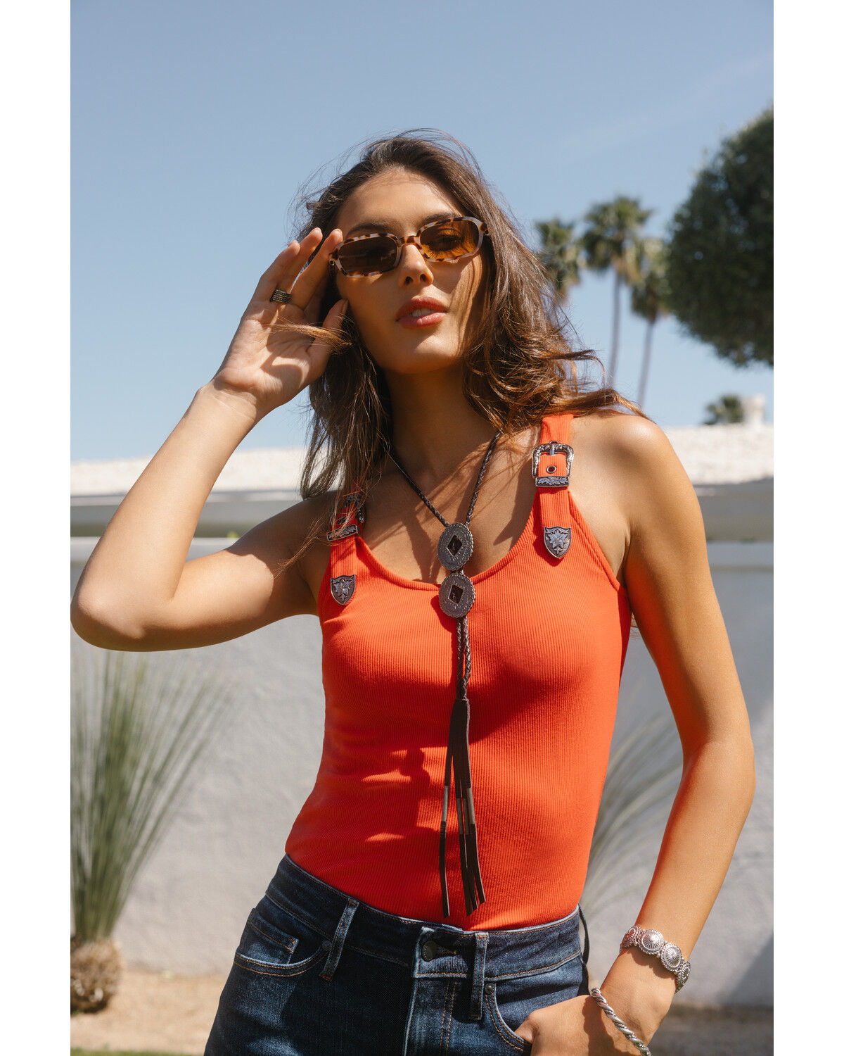 Idyllwind Women's Wylie Rib Knit Buckle Tank, Coral, hi-res