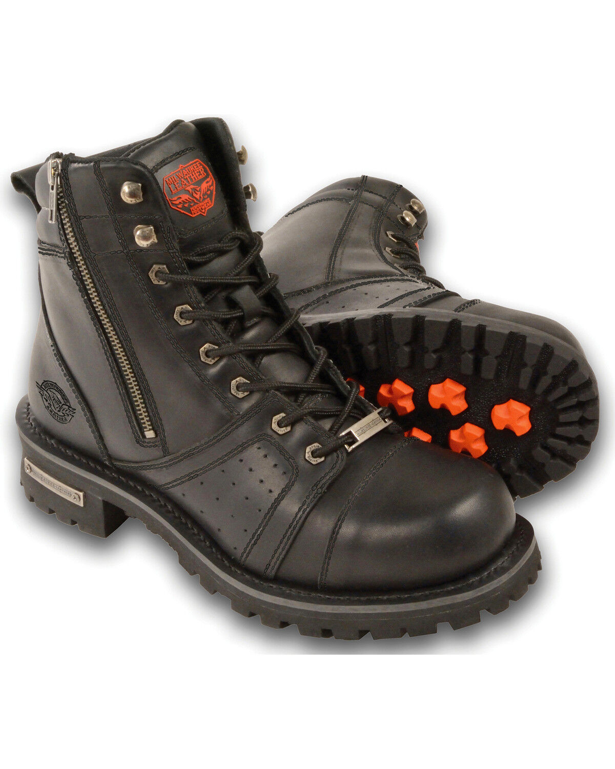 Image #1 - Milwaukee Leather Men's Lace To Toe Boots - Round Toe, Black, hi-res