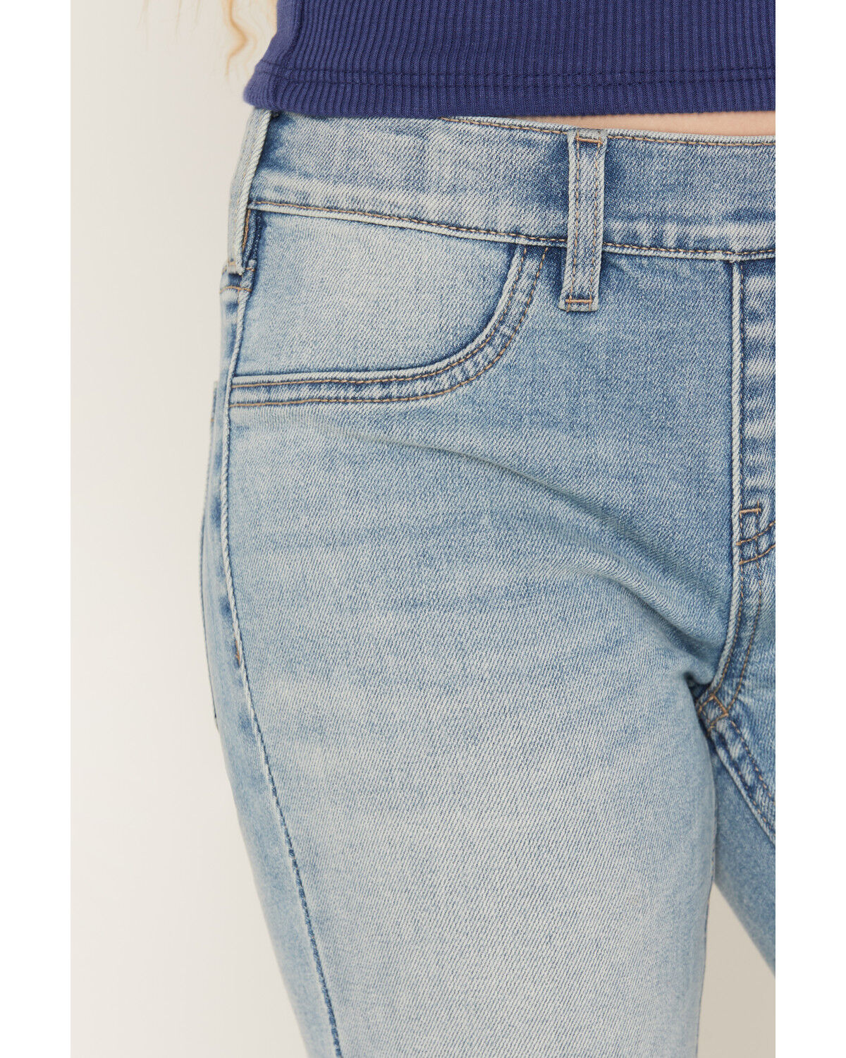 Image #2 - Shyanne Girls' Light Wash Lacey Bow Embroidered Flare Stretch Denim Jeans, Light Wash, hi-res