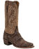 Image #1 - Lucchese Men's Handmade Burke Alligator Western Boots - Square Toe, Chocolate, hi-res