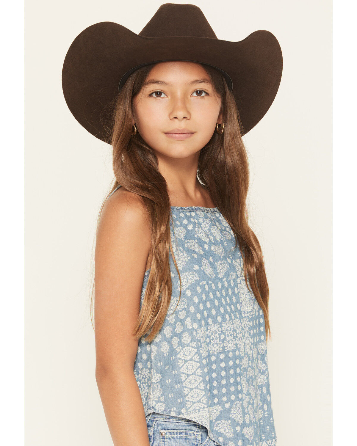 Image #2 - Wrangler Girls' Bandana Print Denim Tank, Blue, hi-res
