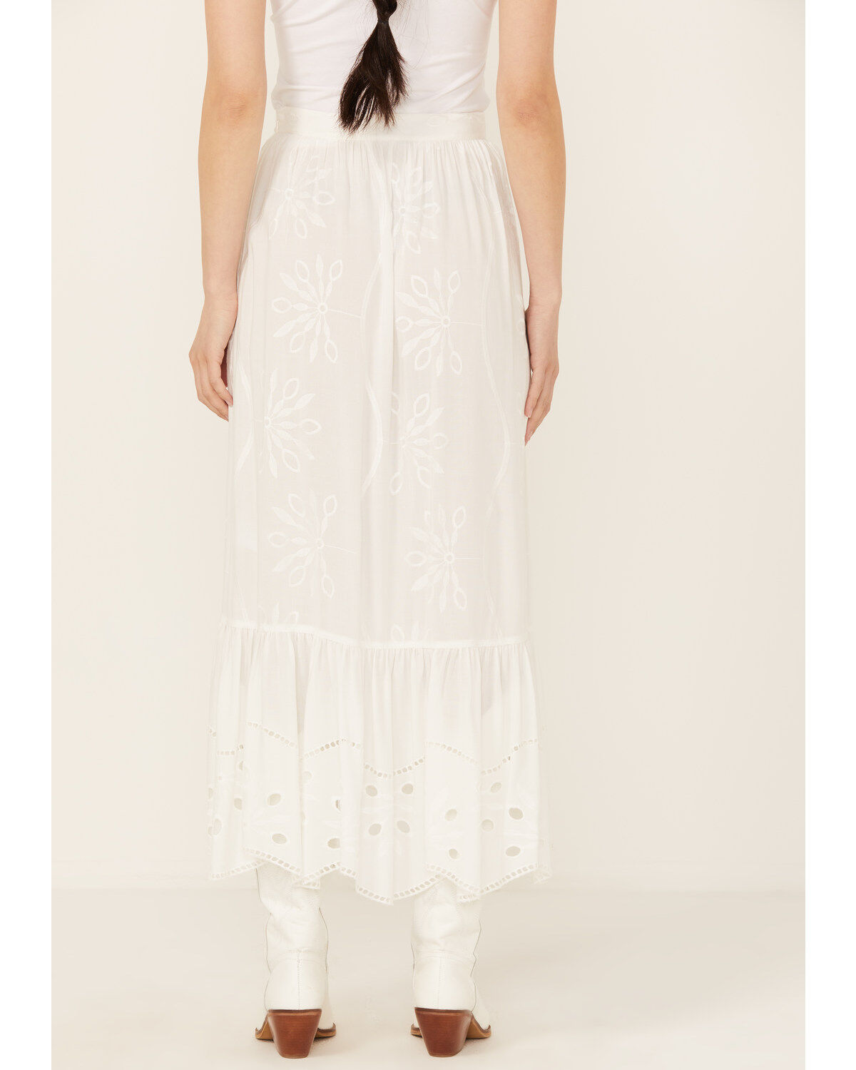 Image #4 - Beyond The Radar Women's Eyelet Midi Skirt, White, hi-res