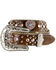 Image #1 - Nocona Girls' Croc Print Heart Belt, Brown, hi-res
