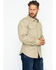 Image #4 - Hawx Men's Solid Twill Pearl Snap Long Sleeve Work Shirt , Beige/khaki, hi-res