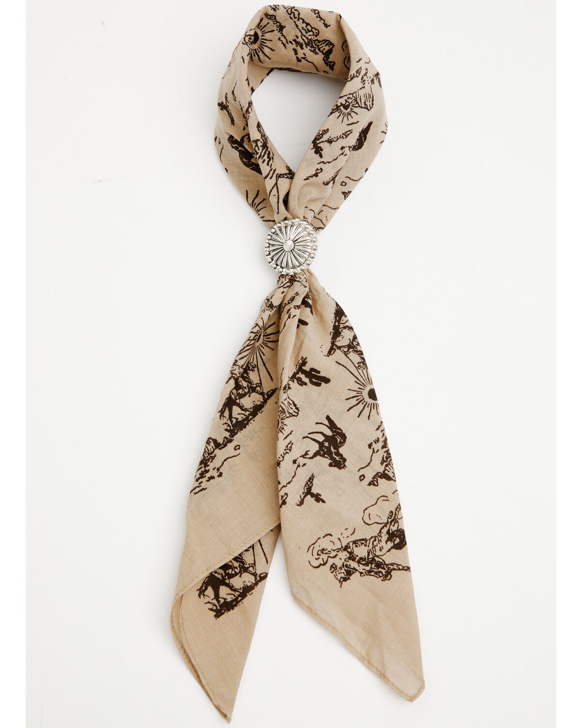Image #1 - Idyllwind Women's Desert Print Bandana with Concho Slider, Tan, hi-res