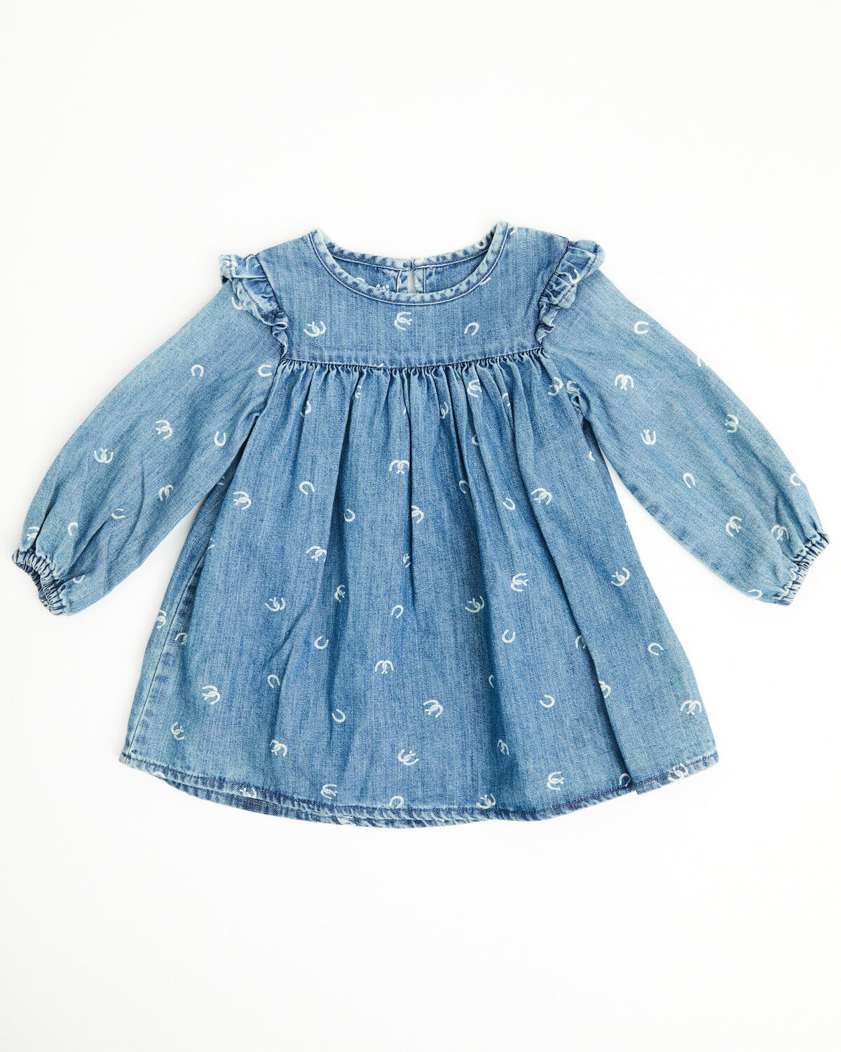 Image #2 - Wrangler Infant Girls' Horseshoe Print Denim Dress Set - 2 Piece, Blue, hi-res