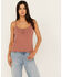 Image #1 - Cleo + Wolf Women's Rib Knit Henley Tank, Coffee, hi-res