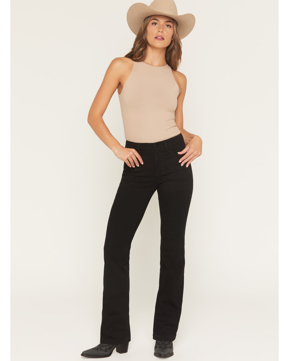 Image #1 - Wrangler Women's High Rise Leighton Bespoke Bootcut Stretch Denim Jeans, Black, hi-res