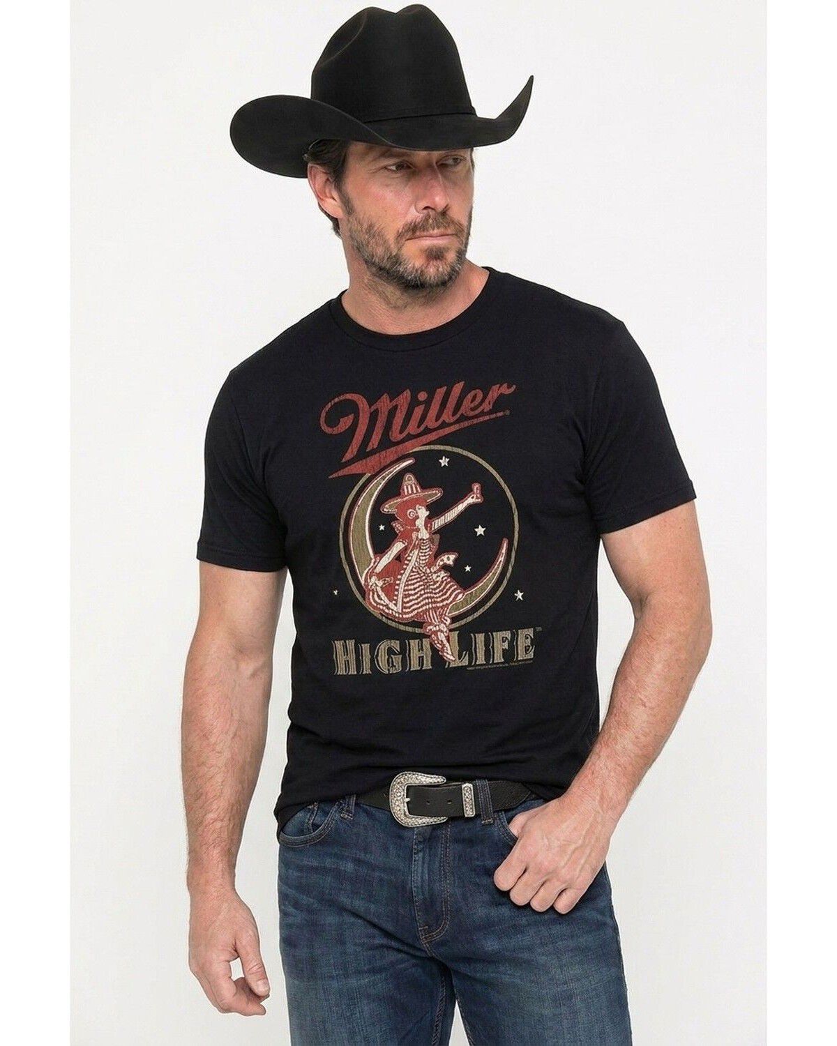 Miller Men's Logo Moon Short Sleeve Graphic T-Shirt, Black, hi-res