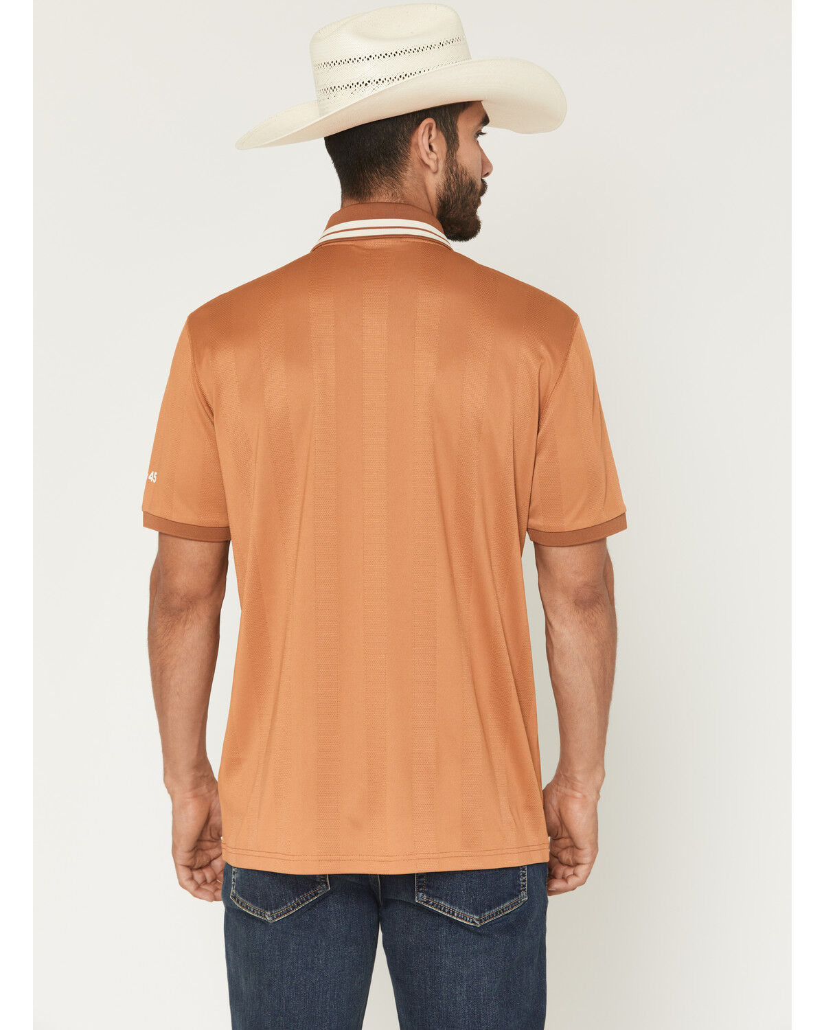 Image #4 - RANK 45&reg; Men's Hoss Jersey Short Sleeve V-Neck Stretch Polo Shirt, Sand, hi-res