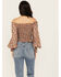 Image #4 - Rock & Roll Denim Women's Smocked Off The Shoulder Long Sleeve Top, Multi, hi-res