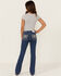 Image #3 - Miss Me Girls' Dark Wash Steerhead Pocket Bootcut Stretch Denim Jeans, Blue, hi-res