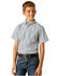 Image #1 - Ariat Boys' Geo Print Short Sleeve Button-Down Western Shirt, Blue, hi-res