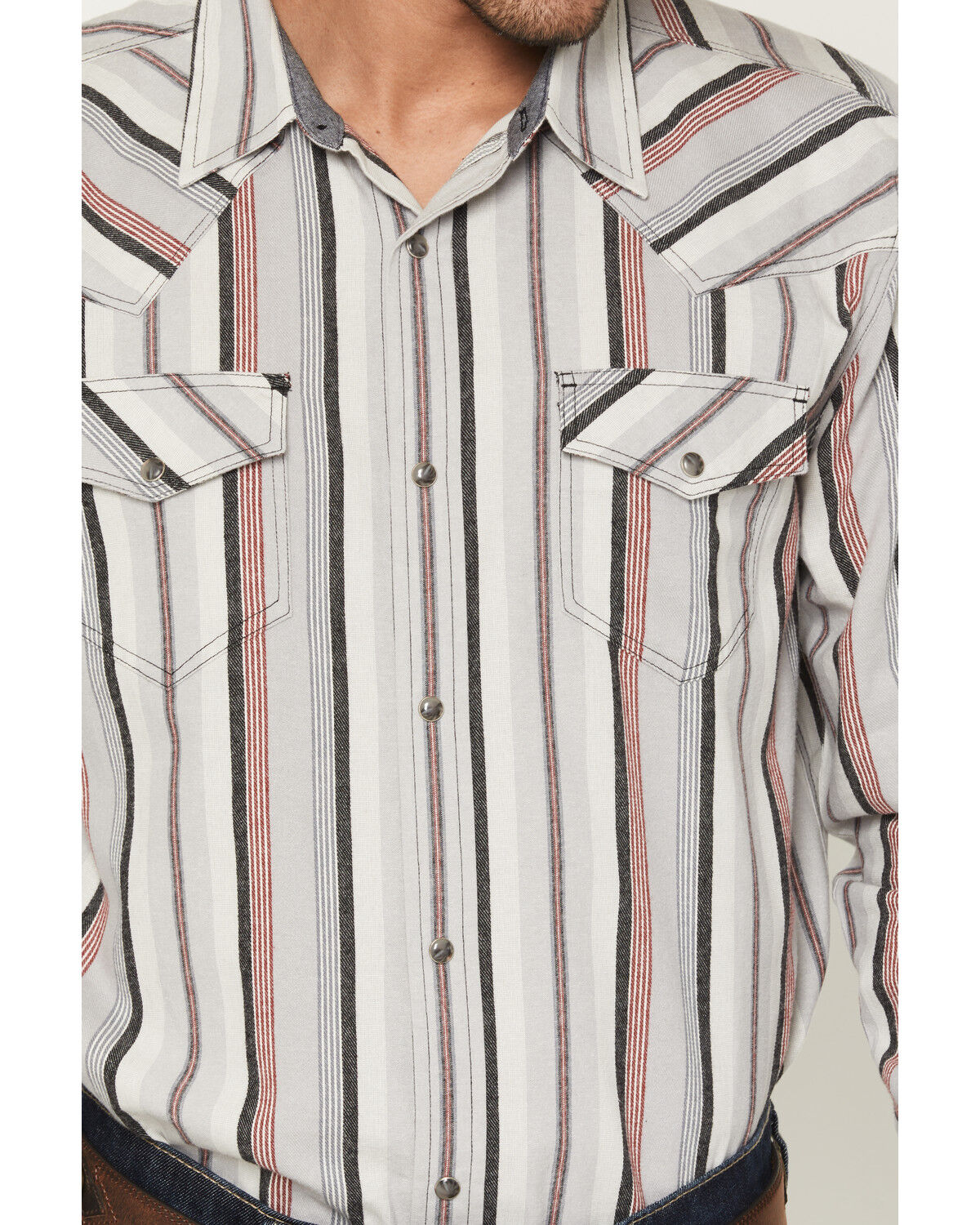Image #3 - Cody James Men's Saddle Ridge Striped Print Long Sleeve Snap Western Shirt - Big, Grey, hi-res