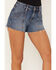 Image #2 - Shyanne Women's Dark Wash Mid Rise Rigid Denim Shorts, Dark Medium Wash, hi-res