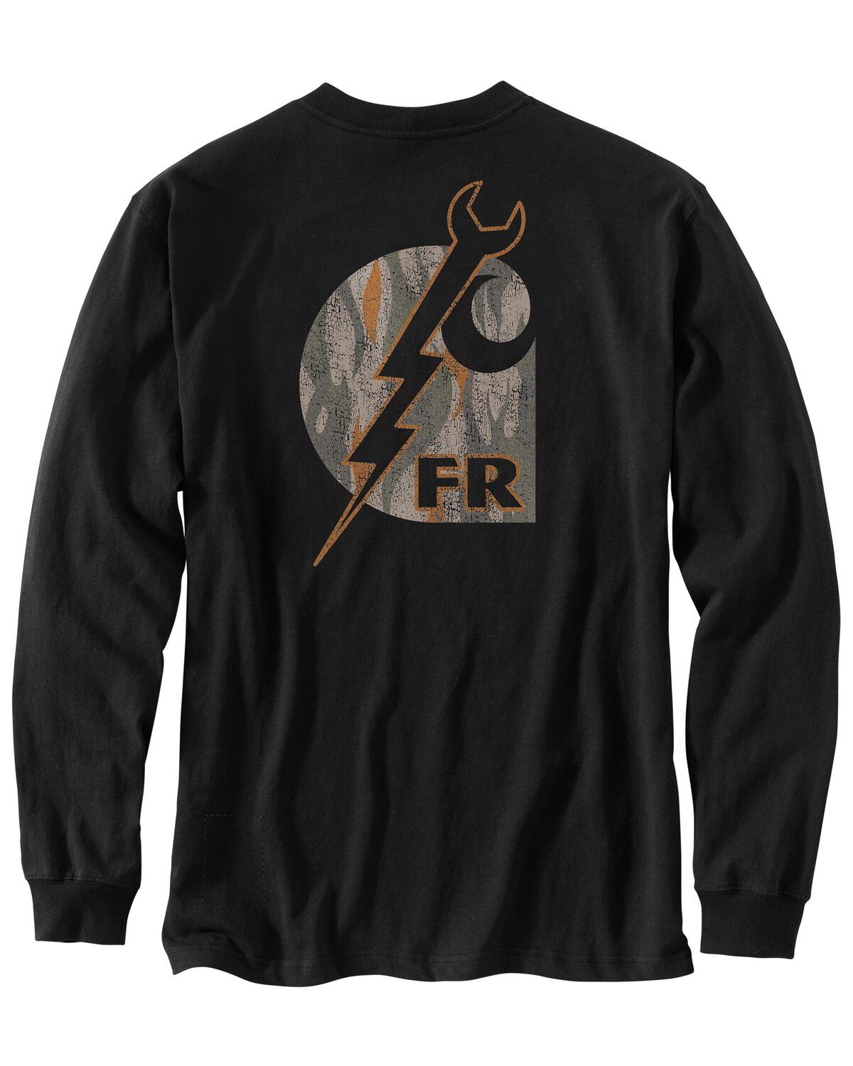 Image #1 - Carhartt Men's FR Force&reg; Irvine Wrench Bolt Long Sleeve Work Pocket T-Shirt, Black, hi-res