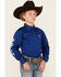 Image #1 - Ariat Boys' Solid Twill Team Logo Long Sleeve Button-Down Western Shirt, Blue, hi-res