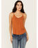 Image #1 - Shyanne Women's Crochet Lace Faux Suede Cami Top, Caramel, hi-res