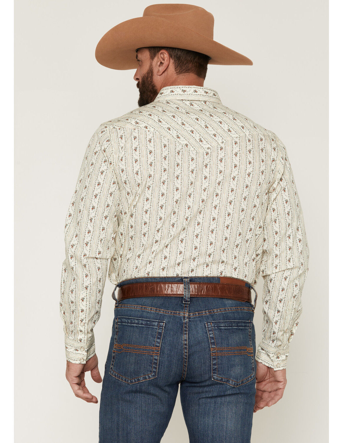 Image #4 - Gibson Trading Co Men's Old Pal Wallpaper Floral Print Long Sleeve Snap Western Shirt - Big, Ivory, hi-res