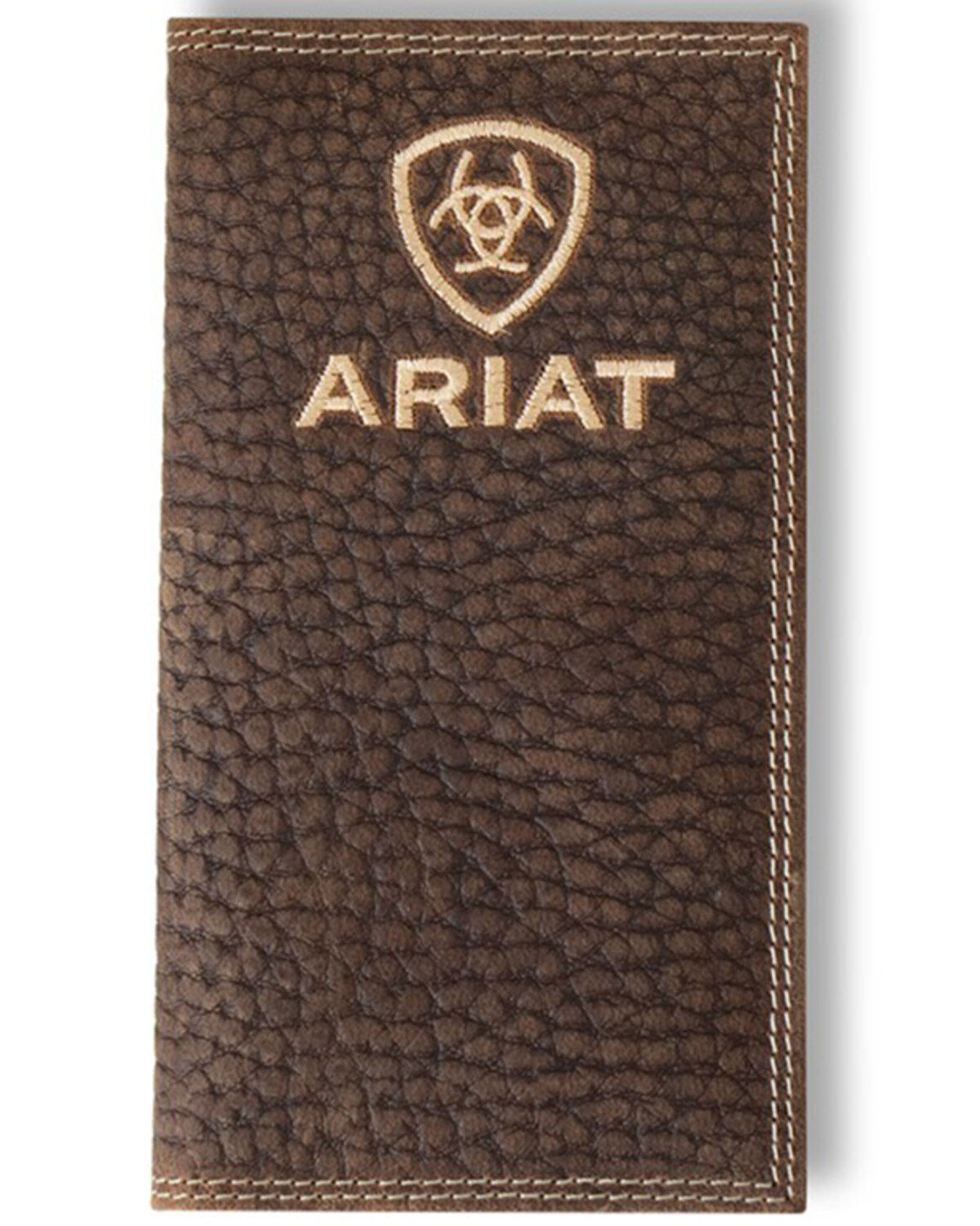 Ariat Men's Bull Hide Embroidered Rodeo Wallet, Brown, hi-res