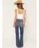 Image #1 - 7 For All Mankind Women's Gale Medium Wash Mid Rise Metallic Pocket 34" Bootcut Stretch Denim Jeans, Medium Wash, hi-res