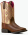 Image #1 - Ariat Girls' Sundown Performance Western Boots - Broad Square Toe, Brown, hi-res