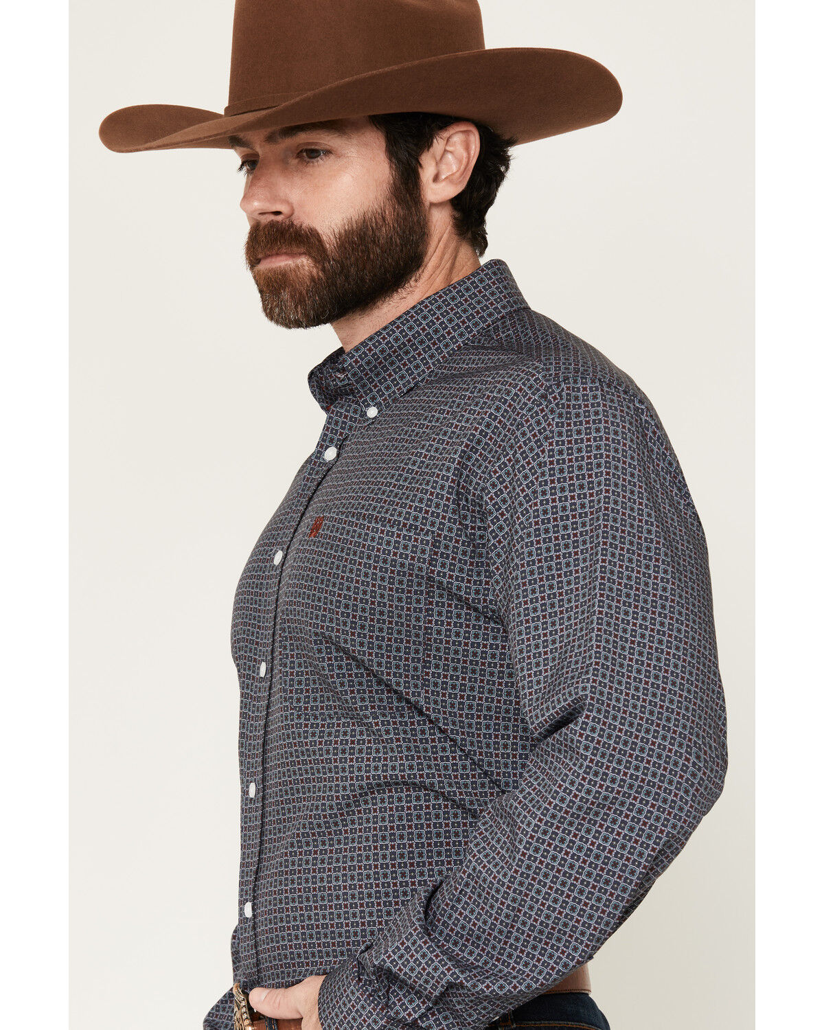 Image #2 - Cinch Men's Geo Print Long Sleeve Button-Down Stretch Western Shirt, Blue, hi-res