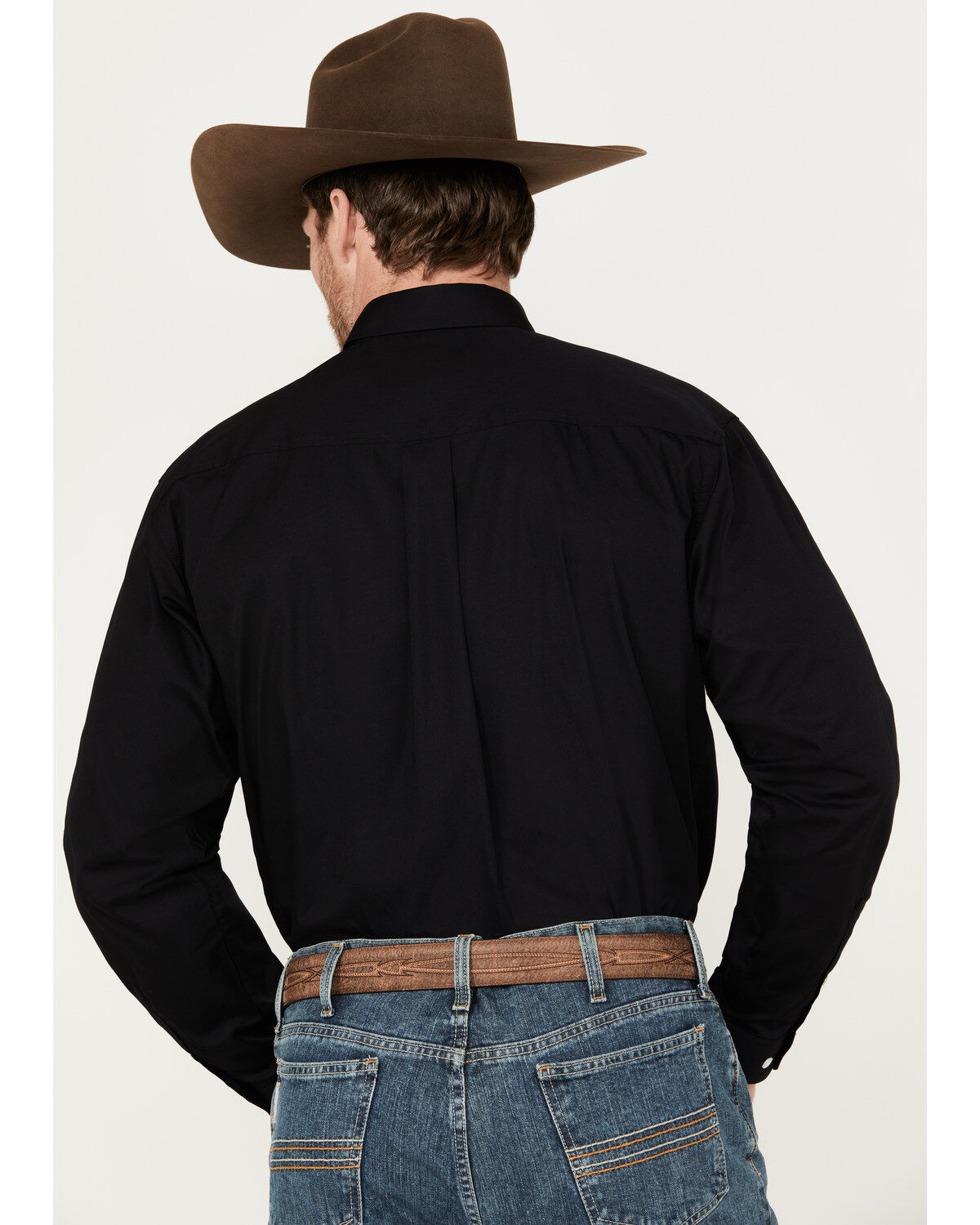 Image #4 - Cinch Men's Solid Long Sleeve Button-Down Western Shirt, Black, hi-res