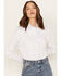 Image #1 - Scully Women's Floral Embroidered Long Sleeve Western Shirt, White, hi-res