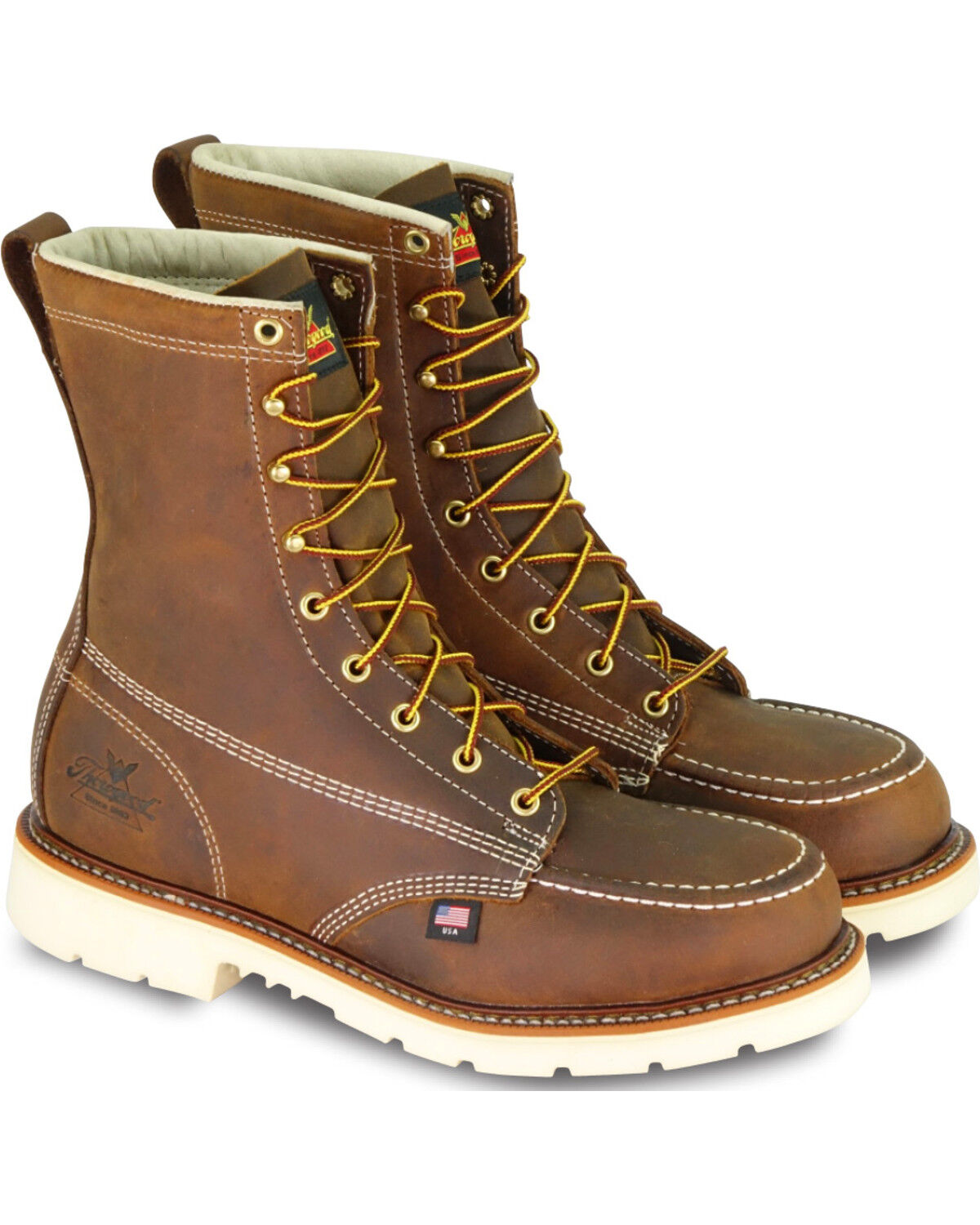 Thorogood Men's 8" American Heritage Classics Moc Work Boots - Steel Toe, Brown, hi-res