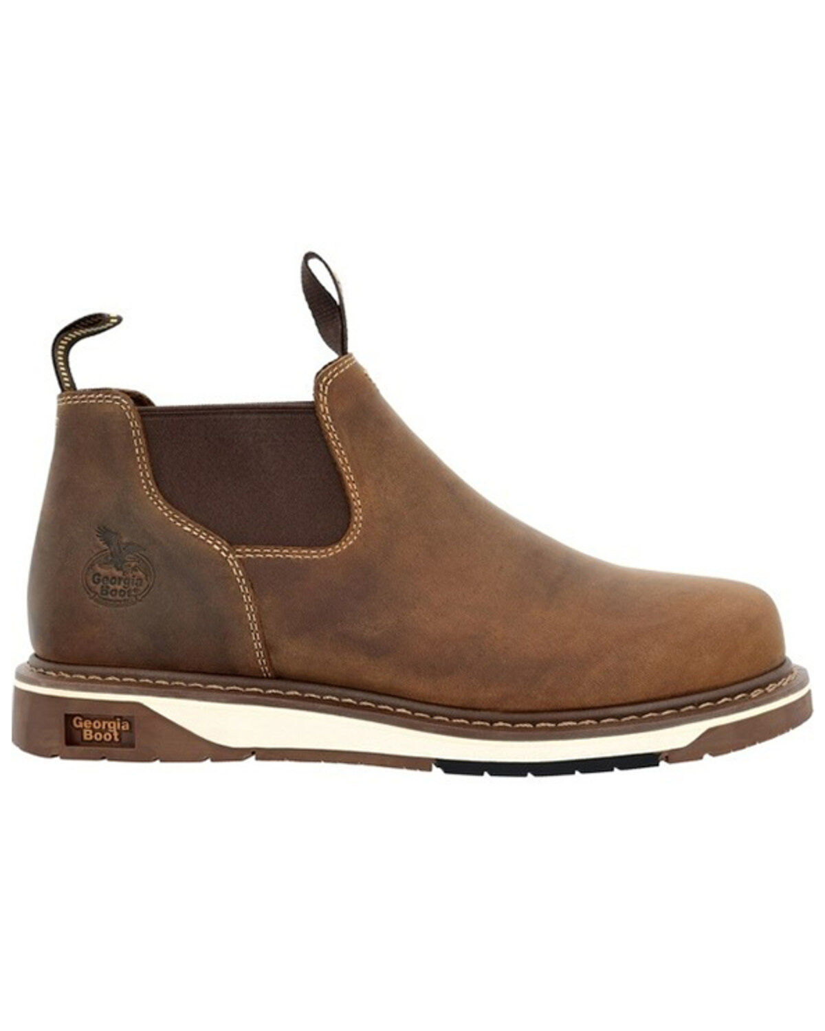 Image #2 - Georgia Boot Men's AMP LT Wedge Chelsea Romeo Work Boot - Soft Toe, Brown, hi-res