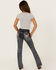 Image #3 - Grace in LA Girls' Dark Wash Steerhead Embroidered Pocket Bootcut Stretch Denim Jeans, Dark Wash, hi-res