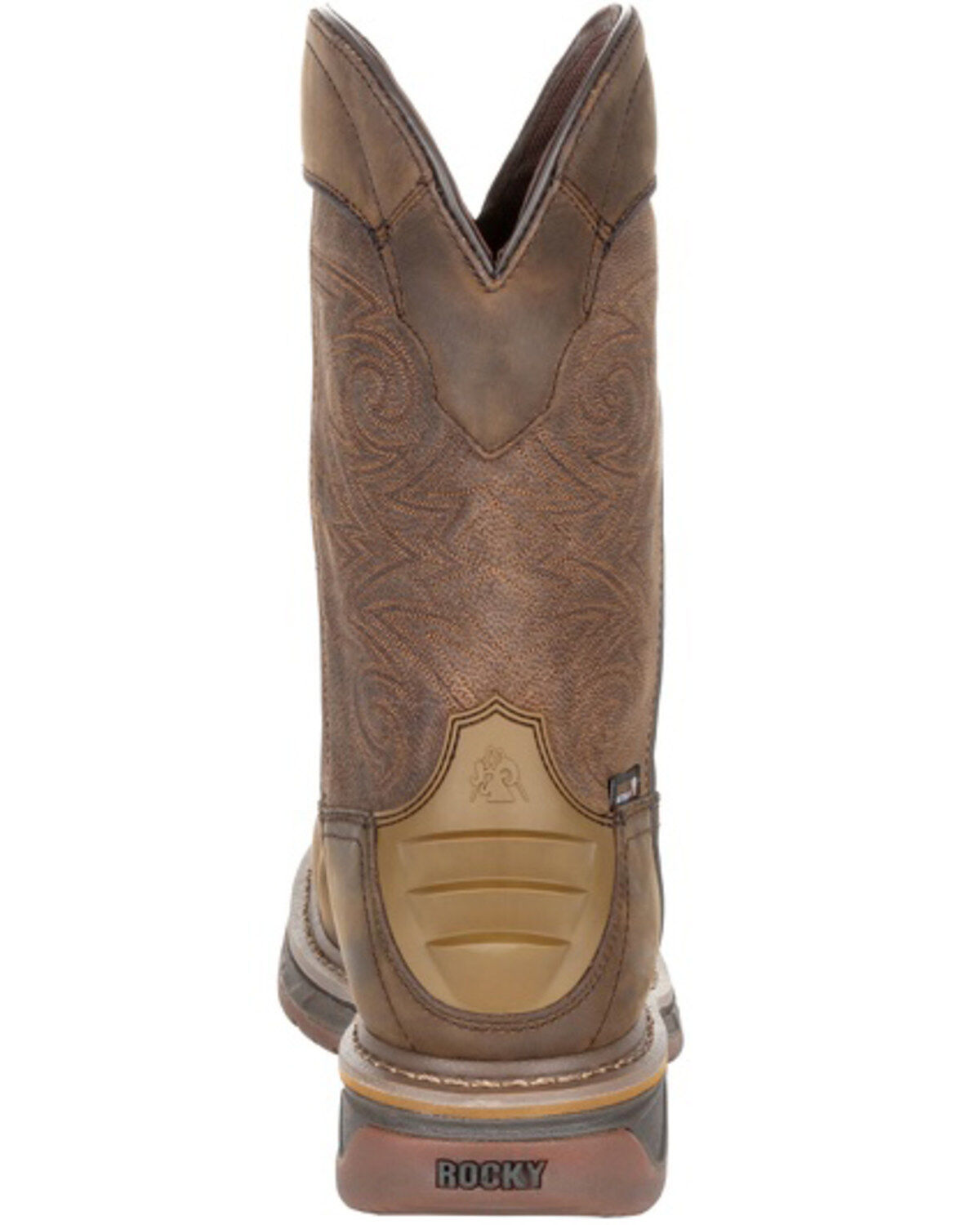 Image #4 - Rocky Men's Iron Skull Waterproof Western Work Boots - Composite Toe, Distressed Brown, hi-res