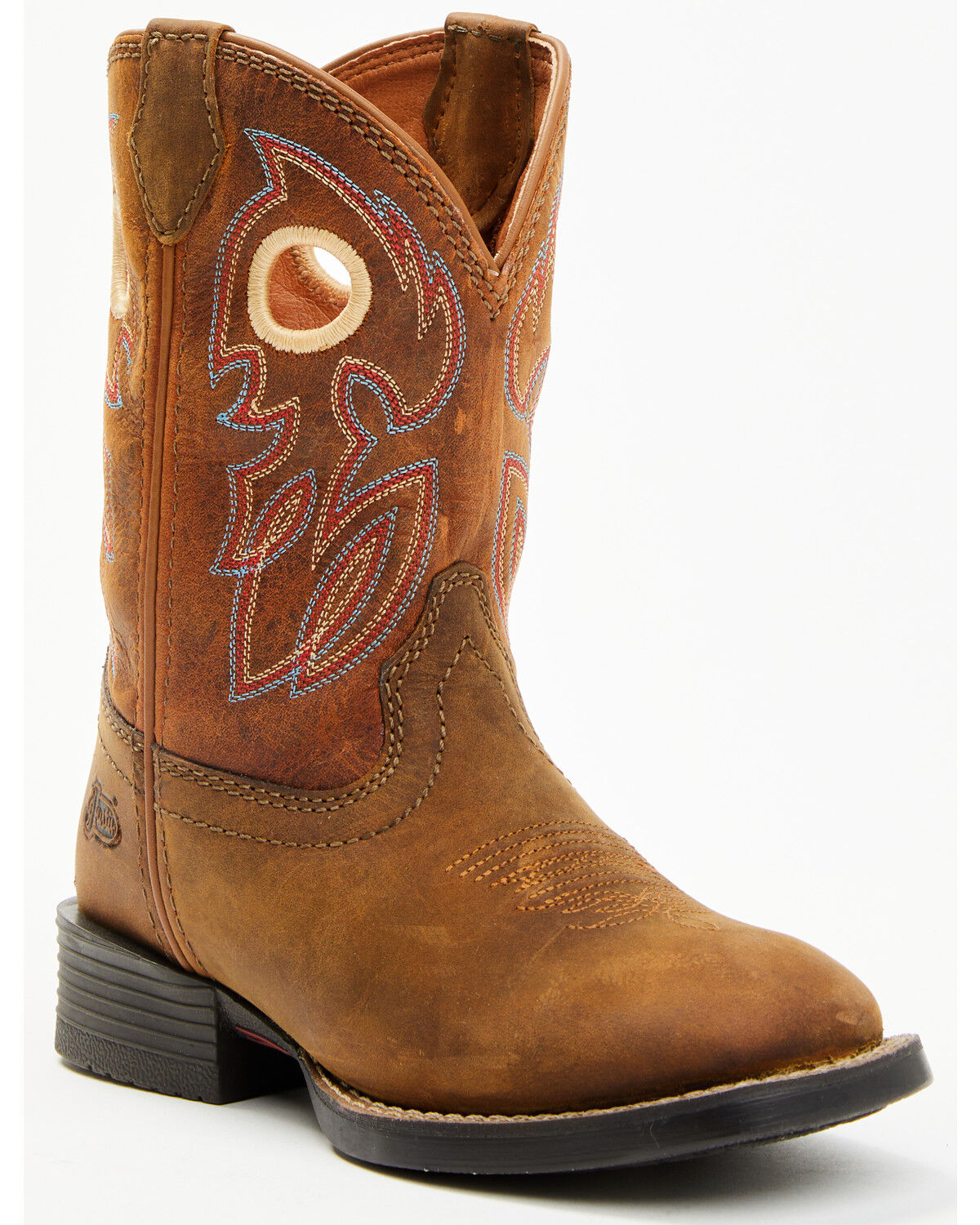 Justin Boys' Bowline Western Boots - Broad Square Toe, Brown, hi-res