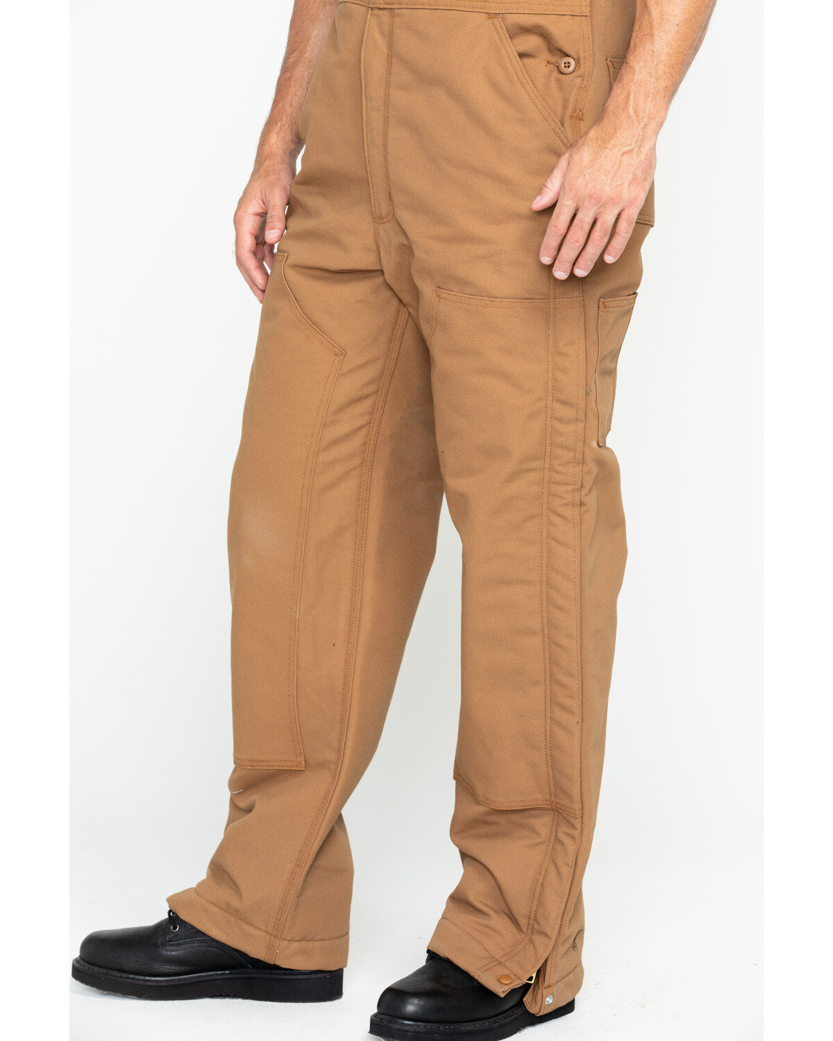 Image #3 - Carhartt Men's FR Duck Quilt-Lined Bib Overalls, Carhartt Brown, hi-res