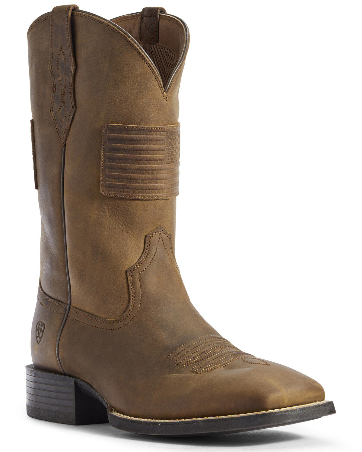 Image #1 - Ariat Men's Sport Patriot II American Flag Western Performance Boots - Broad Square Toe, Brown, hi-res