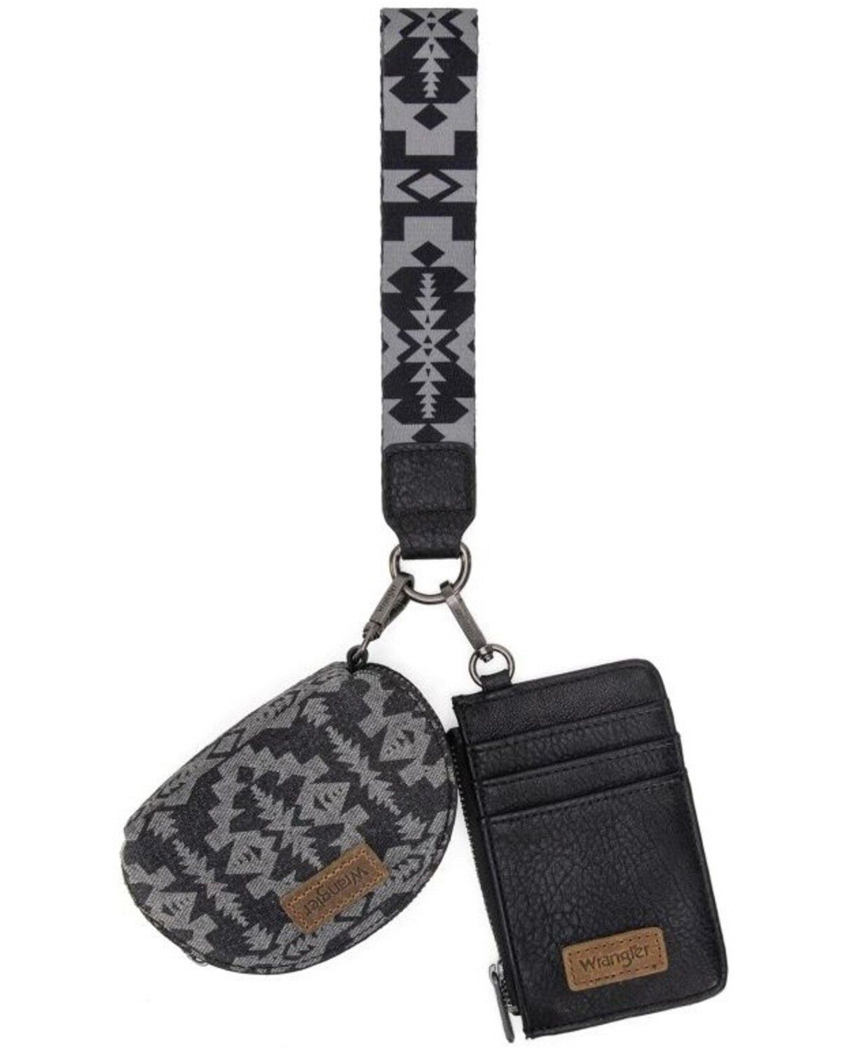 Image #1 - Wrangler Women's Southwestern Print Dual Pouch Wristlet, Black, hi-res