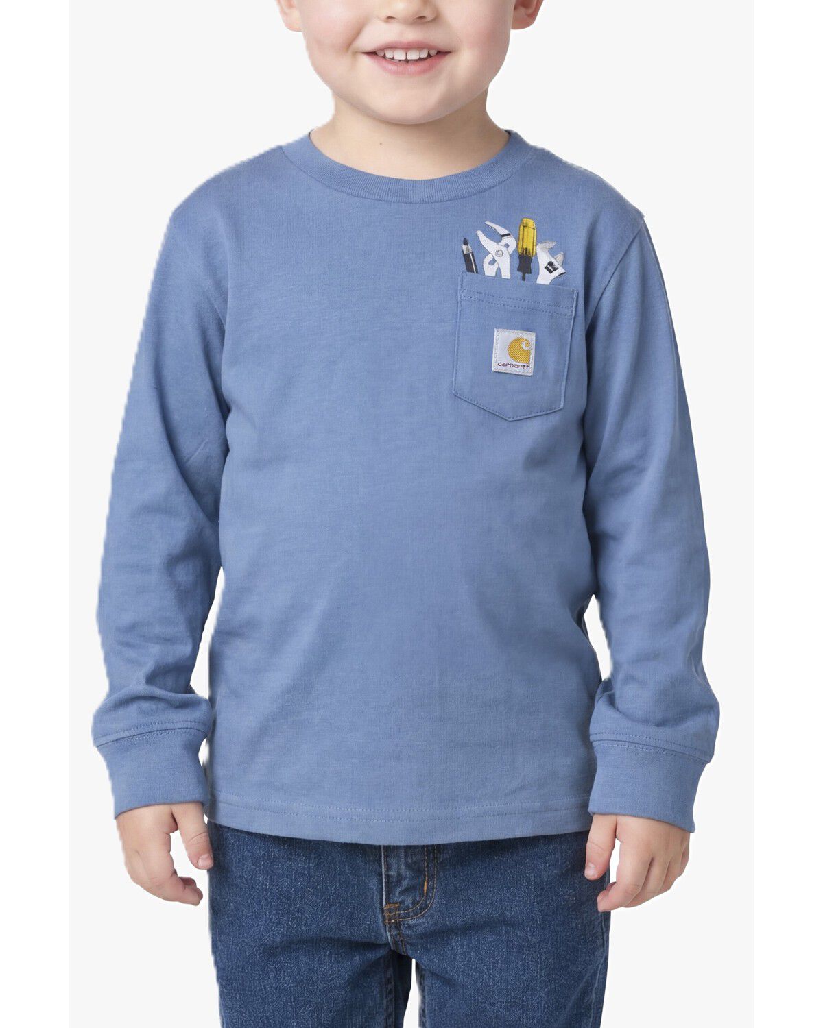 Image #1 - Carhartt Toddler Boys' Tool Pocket Long Sleeve Graphic T-Shirt, Blue, hi-res