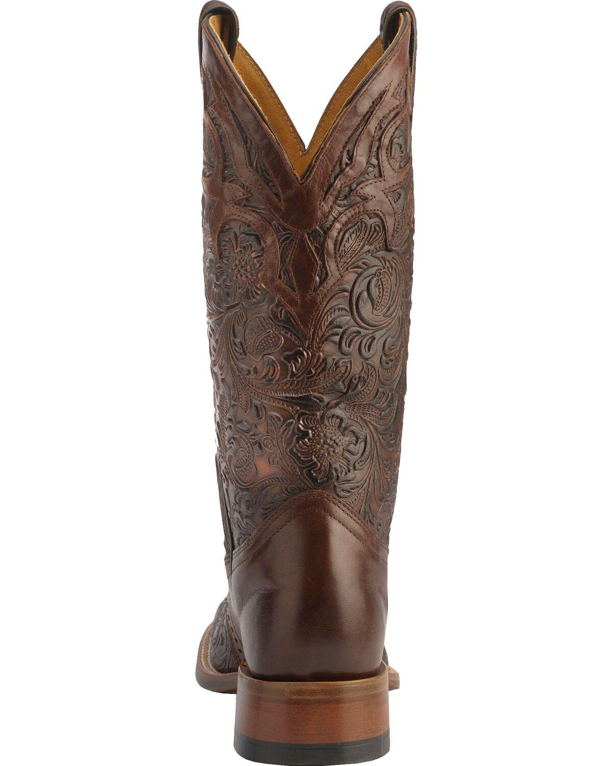 Image #7 - Boulet Women's Hand Tooled Ranger Western Boots - Square Toe, Chestnut, hi-res