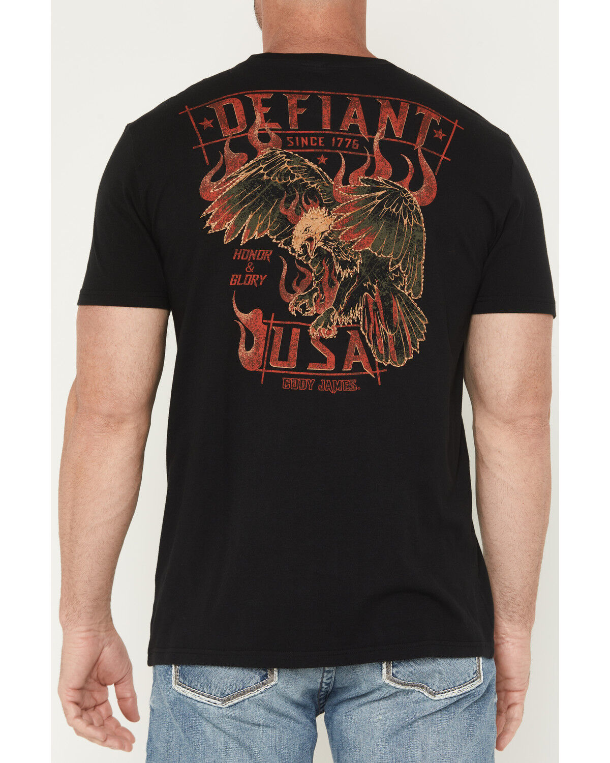 Image #4 - Cody James Men's Honor and Glory Eagle Embroidered Short Sleeve Graphic T-Shirt, Black, hi-res