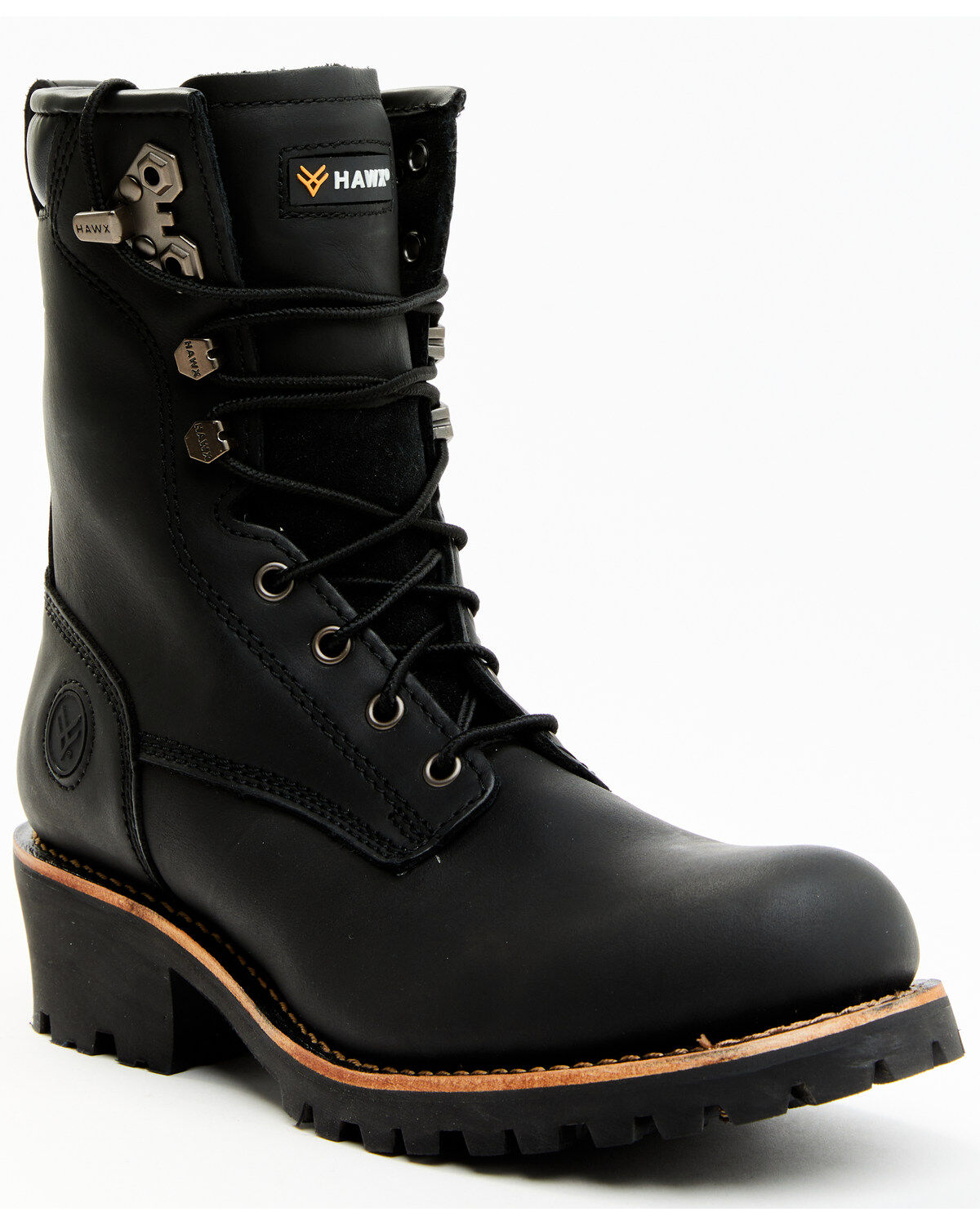 Hawx Men's 8" Logger Work Boots - Soft Toe, Black, hi-res