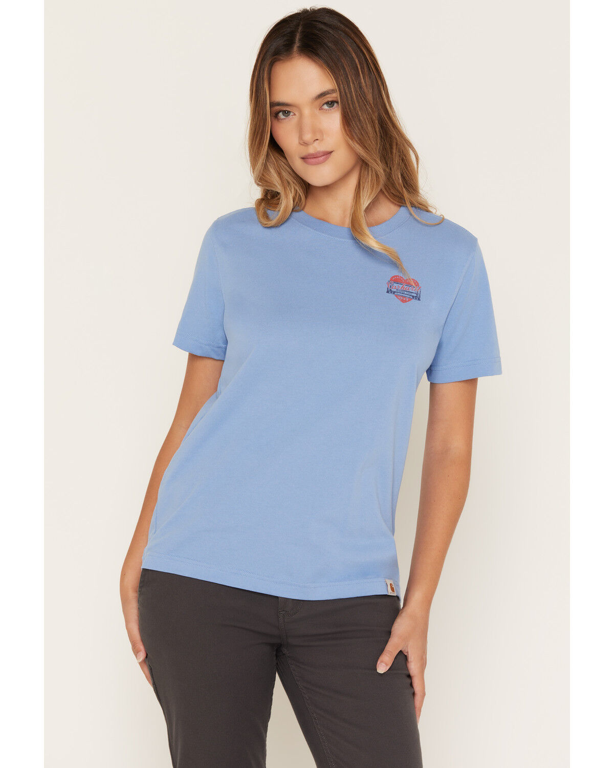 Image #2 - Carhartt Women's Irvine Relaxed Heritage Short Sleeve Graphic Tee, Blue, hi-res