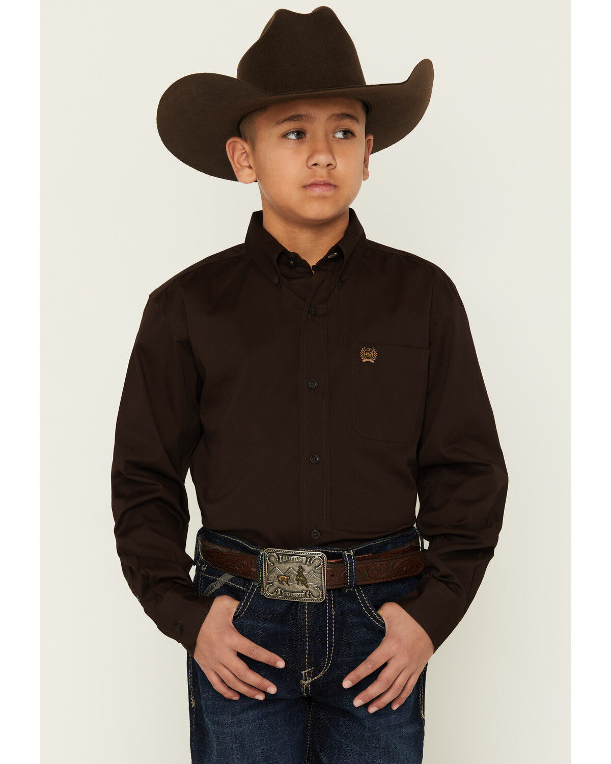 Image #1 - Cinch Boys' Solid Long Sleeve Button-Down Western Shirt, , hi-res