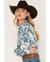 Image #2 - Wrangler Retro Women's Western Conversational Print Long Sleeve Snap Western Shirt, Blue, hi-res