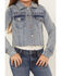 Image #3 - Shyanne Girls' Forks Light Wash Frayed Embroidered Denim Jacket, Medium Wash, hi-res