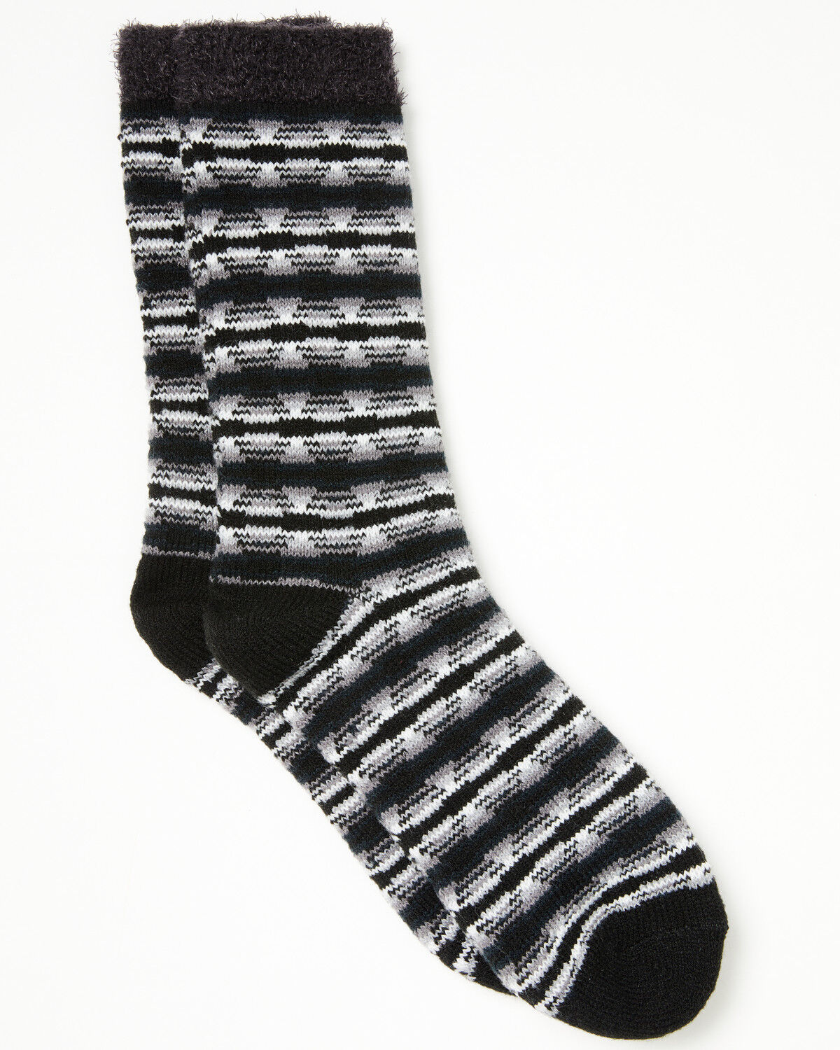 Image #1 - Cody James Men's Onyx Southwestern Print Cozy Crew Socks, Black, hi-res