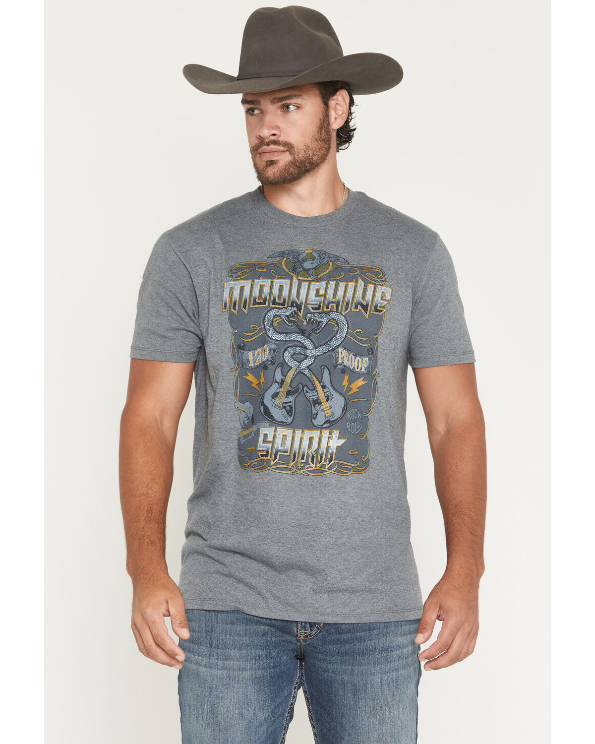 Moonshine Spirit&reg; Men's Snake Guitars Short Sleeve Graphic T-Shirt, Charcoal, hi-res